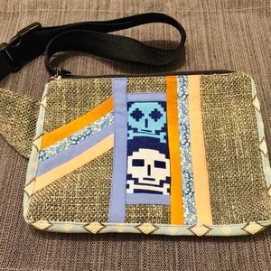 handmade gamer skull small cross body fanny pack